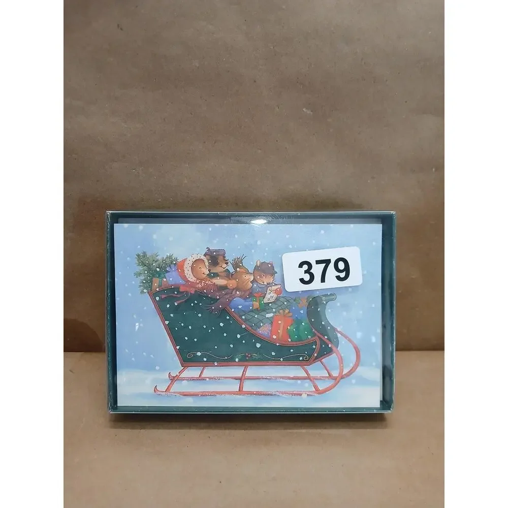Vintage Hallmark Christmas Cards Boxed Set Animals Sleigh Snow Holiday USA #379